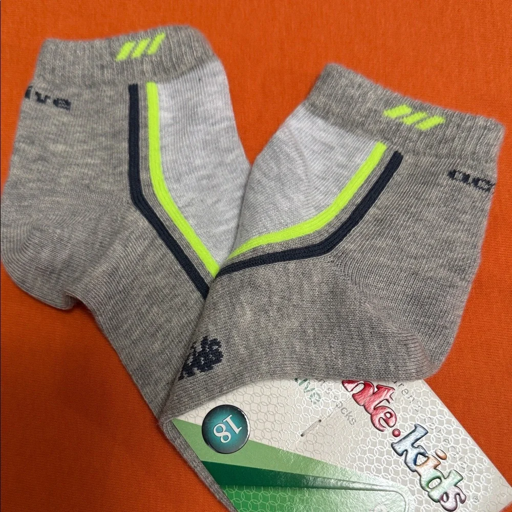 Gray and Neon Green Socks